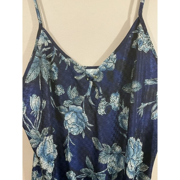 Vintage Womens Floral Slip Mini Dress Size Small/Medium Blue 90s Slit Party - Picture 3 of 5